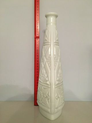 Rare White Milk Glass Genie/ Apothecary bottle w 3 triangular panels Vintage 2