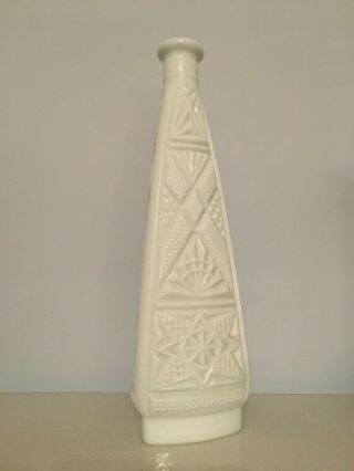 Rare White Milk Glass Genie/ Apothecary bottle w 3 triangular panels Vintage 3