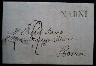 Rare 1830 Italy Folded Letter Sent From Narni To Roma