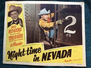 Roy Rogers,  Night Time In Nevada1941 Movie Poster,  Rare,  14”x11”,
