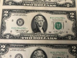 Uncut 1976 Sheet 16 $2 Dollars Uncirculated Bicentennial Washington D.  C.  RARE 3