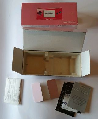 Vintage Nintendo Game Boy Micro Pink Empty Box/shipper/manuals Rare Gaming 2005