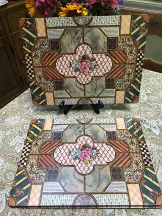 Retired Mackenzie Childs Coffered Ceiling Cork Placemats - Set Of 4 Rare