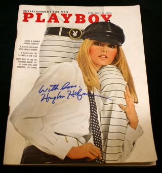 Playboy April 1967 Signed By Hugh Hefner And Gwen Wong Rare Autographed