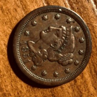 1851 United States Large Cent Xf - Au - Rare Coin