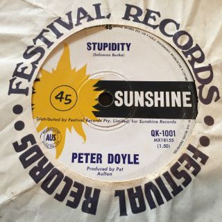 Peter Doyle - Stupidity - - Rare 1965 Australian Sunshine 7 " Oz Beat Rock