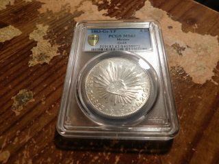 1863,  Go Yf Mexico 8 Reales Pcgs Ms63 Prooflike Surfaces All White Coin Rare