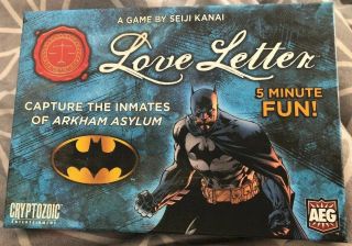 Rare Love Letter Batman Boxed Edition Card Game,  Open Box With Cards.