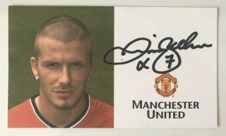 David Beckham Manchester United Hand Signed Official Club Card Rare Autograph