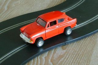 Scalextric Conversion Rare Red Ford Anglia 105e Car - Fun And Fast