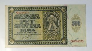 500 Kuna 1941 Croatia Unc Ww2 - Very Rare