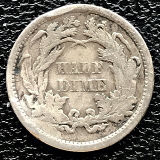1861 Seated Liberty Half Dime 5c XF Dmg.  Rare 17238 2