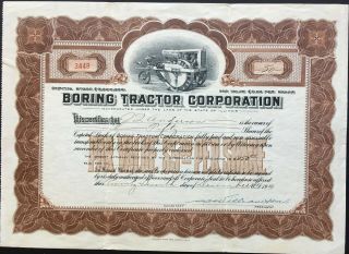 Boring Tractor Corp Stock 1920.  Rockford,  Illinois 1917 - 1922 Unique Tractor Rare