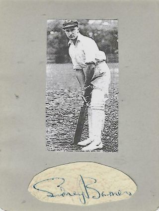 Signed Sidney Barnes 1916 - 1973 South Wales Australia 1938 Ashes 1930s Rare