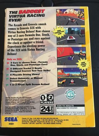 VIRTUA RACING SEGA 32X RARE VINTAGE VIDEO GAME SEGA GENESIS 32X COMPLETE 1994 6