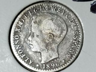1896pgv 10 Centavos Puerto Rico,  Km 21,  Semi Rare 700,  000 Mintage.