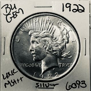 1922 P Bu Gem Peace Silver Dollar Unc Ms,  U.  S.  Rare Coin 6093