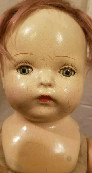 RARE VINTAGE ANTIQUE COMPOSITION BABY DOLL 18 INCHES (EFFANBEE?) 3