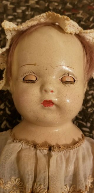 RARE VINTAGE ANTIQUE COMPOSITION BABY DOLL 18 INCHES (EFFANBEE?) 4