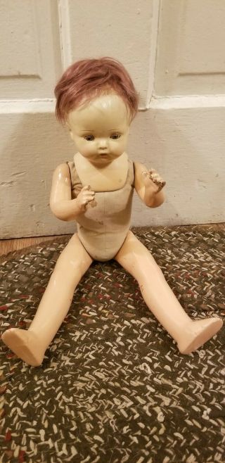 RARE VINTAGE ANTIQUE COMPOSITION BABY DOLL 18 INCHES (EFFANBEE?) 8