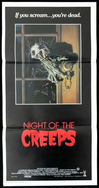 Night Of The Creeps Rare Daybill Movie Poster Jason Lively Tom Atkins Horror
