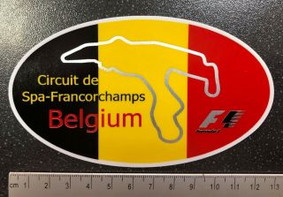 F1 Formula One 1 Belgium Spa Souvenir Window Sticker.  Very Rare Grand Prix