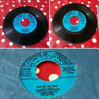 Rare Rockabilly 45’ Charlie Feathers That Certain Female & She Set Me 7”