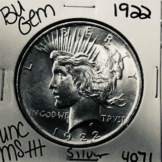 1922 P Bu Gem Peace Silver Dollar Unc Ms,  U.  S.  Rare Coin 4071