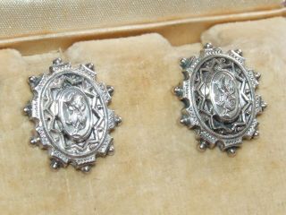 Very Rare,  Antique C1890 Victorian Sterling Silver Earrings Example