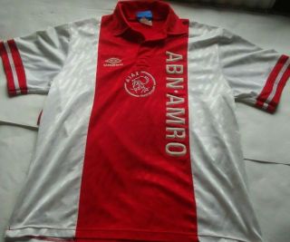 Ajax 1993 1994 Home Shirt Rare Umbro Abn - Amro Classic (l)