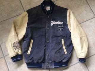 Vintage Rare York Yankees Mlb Leather Jacket 46 Rare 90s