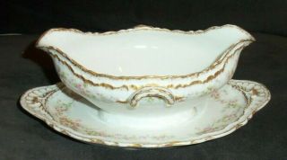 Haviland Limoges Schleiger 844 Gravy Boat With Attached Underplate C: 1903 Rare