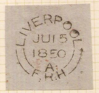 1850 Liverpool F.  R.  H.  Floating Receiving House V Rare Postmark On Neat Piece