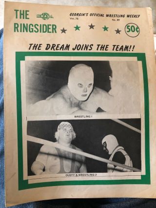 Rare Vintage 1970s Georgia Championship Wrestling Ringsider Program Nwa Wwe Wwf
