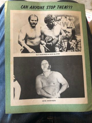 Rare Vintage 1970s GEORGIA CHAMPIONSHIP WRESTLING RINGSIDER PROGRAM NWA Wwe WWF 5