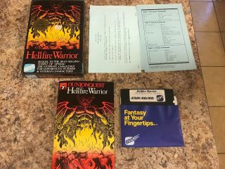 Hellfire Warrior Epyx Atari 8 Bit 400/800 Disk - Complete Rare Diskette
