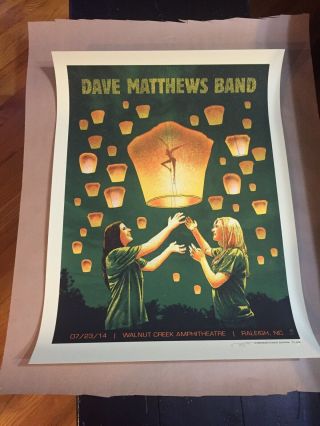 Dave Matthews Band Poster 7/23/14 Walnut Creek Raleigh Nc Rare
