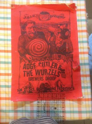 Adge Cutler & The Wurzels - Rare - Brewers Droop Uk Tour Poster - Sat 21 Oct 72