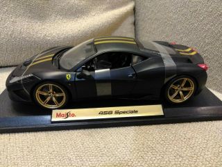 Maisto 1:18 Special Edition Ferrari 458 Speciale Black Diecast Car Gold Rim Rare