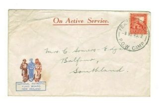 Zealand Rare 1945 Featherston Prisoner Of War Pow Postmark Cancel Ww2 Cover