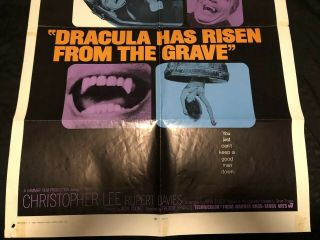 DRACULA HAS RISEN FROM THE GRAVE MOVIE POSTER ' 68 RARE 3