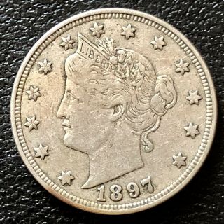 1897 Liberty Head Nickel 5c Xf Rare 16532
