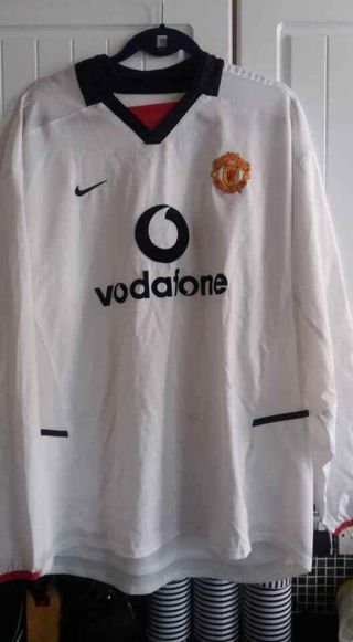 Manchester United Football Shirt Long Sleeved 2002 - 03 Away Large Mens Rare