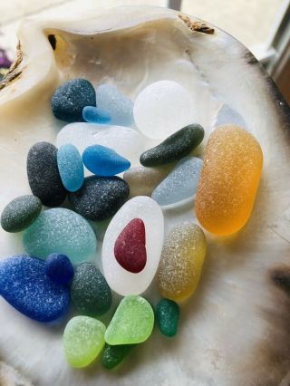 25 Perfect Gems Beach Sea Glass Ex Lg Lg Med Exceptional JQ Rare Colors 2