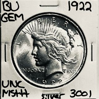 1922 P Bu Gem Peace Silver Dollar Unc Ms,  U.  S.  Rare Coin 3001