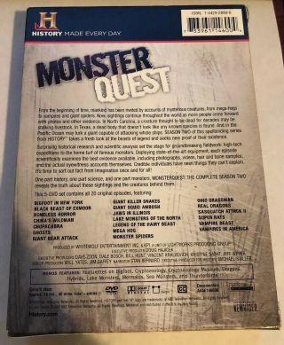 Monsterquest: Season 2 RARE OOP 5 Disc Set VG SHAPE History Channel 2