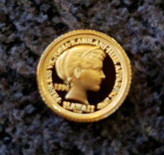Very Rare 1994 - 1/10 Oz Hawaiian Princess Kaiulani Proof Gold 999 Coin.  Rhm