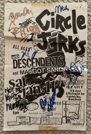 Black Flag Circle Jerks Descendents Rare Signed Punk Show Flyer Proof 1986