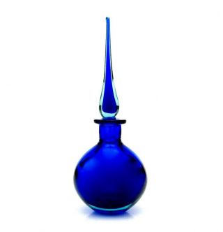 Rare Mid Century Murano Luciano Gaspari Art Glass Bottle & Stopper Blue Aqua