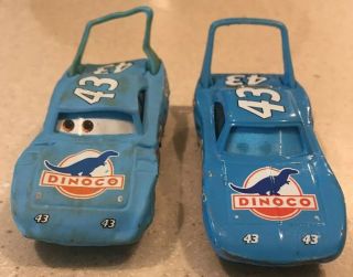 2 Disney Pixar Cars - 1 Rare Dinoco The King & 1 Regular (moving Eyes)